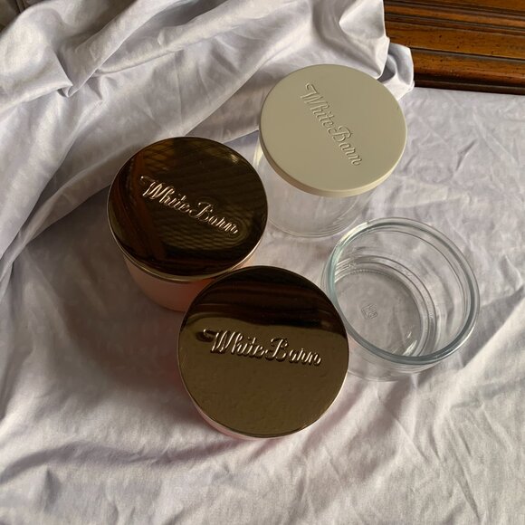 CANDLE JARS - 4 Empty Bath & Body Works, White Barn 3 Wick w/ lids, clean DIY - Picture 2 of 7